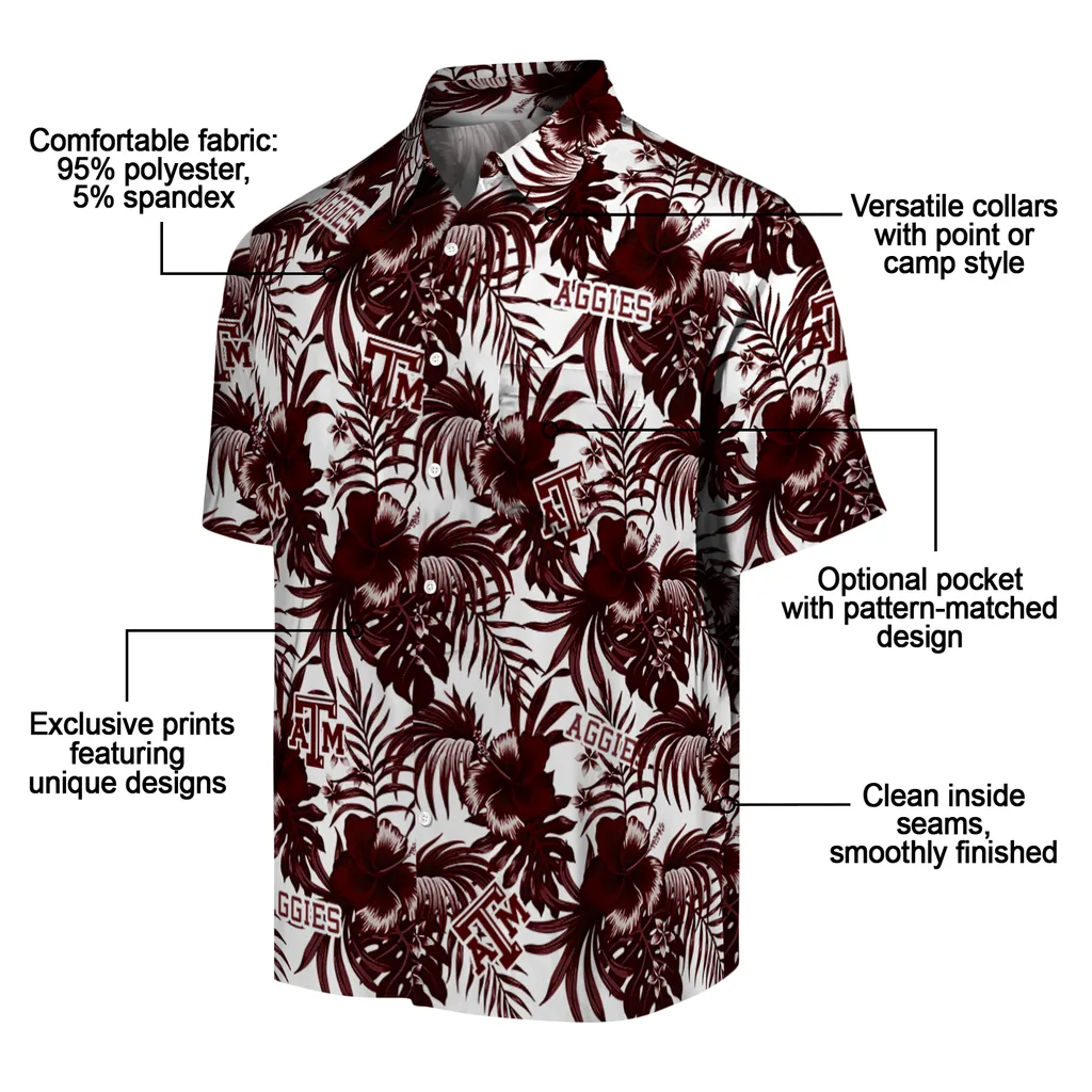 Texas A&M Aggies Hawaiian Shirt - Hibiscus Exotic texas am aggies hibiscus exotic maroon hawaiian shirts new arrival
