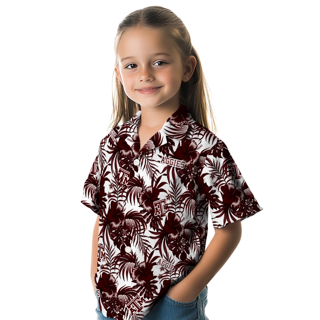 Texas A&M Aggies Hawaiian Shirt - Hibiscus Exotic texas am aggies hibiscus exotic maroon hawaiian shirts premium grade