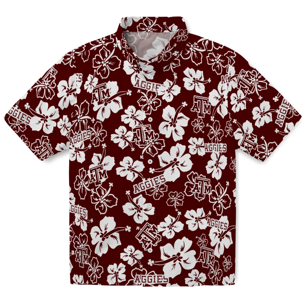 Texas A&M Aggies Hawaiian Shirt - Hibiscus Flower Design texas am aggies hibiscus bloom maroon hawaiian shirts best selling