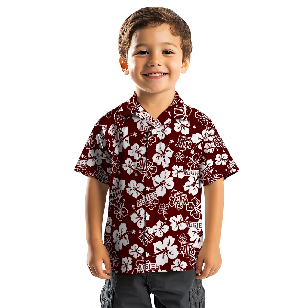 Texas A&M Aggies Hawaiian Shirt - Hibiscus Flower Design texas am aggies hibiscus bloom maroon hawaiian shirts top rated