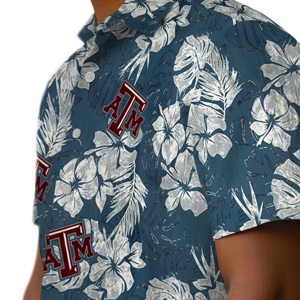 Texas A&M Aggies Hawaiian Shirt - Hibiscus Flowers texas am aggies hibiscus flowers navy blue hawaiian shirts trendy