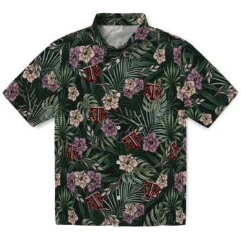 texas am aggies hibiscus leaves pattern green hawaiian shirts best selling