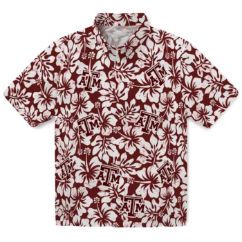 texas am aggies hibiscus motif maroon white hawaiian shirts best selling