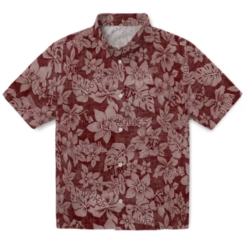 texas am aggies hibiscus oasis maroon hawaiian shirts best selling