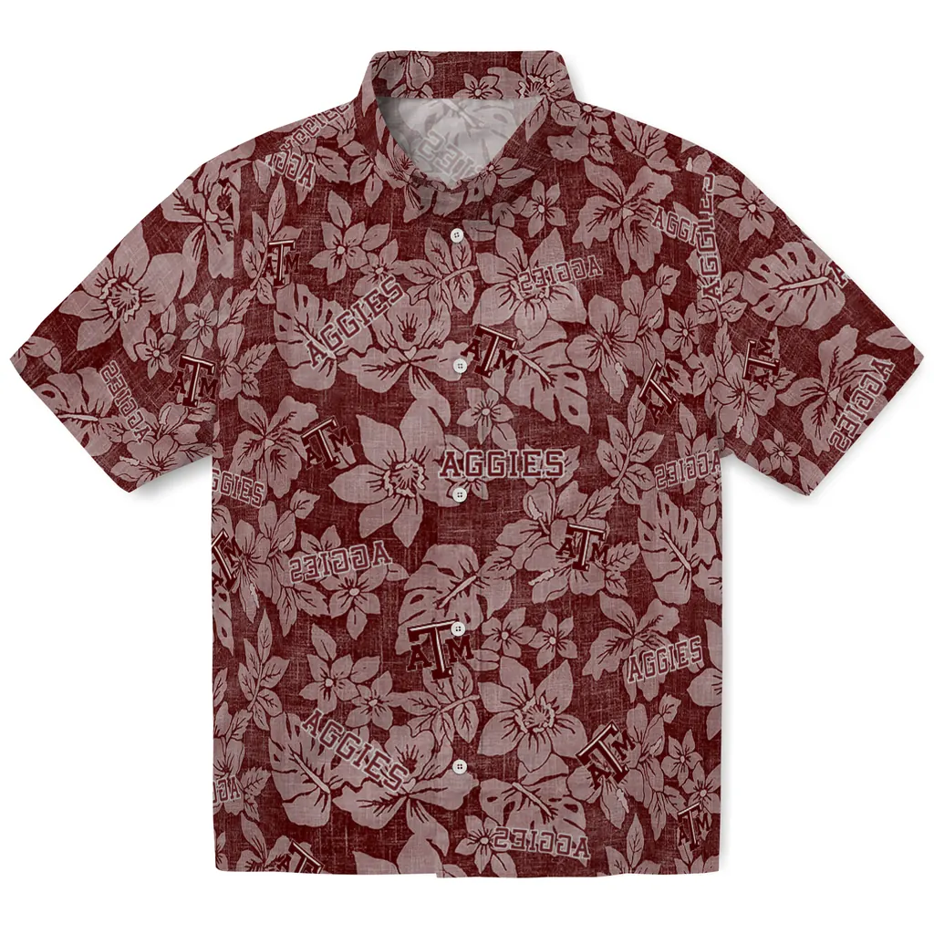 Texas A&M Aggies Hawaiian Shirt - Hibiscus Oasis texas am aggies hibiscus oasis maroon hawaiian shirts best selling