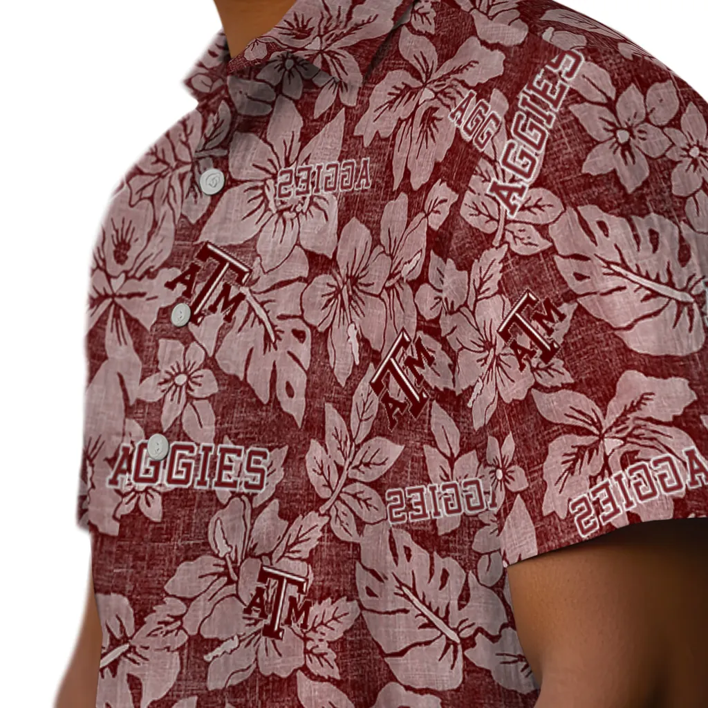 Texas A&M Aggies Hawaiian Shirt - Hibiscus Oasis texas am aggies hibiscus oasis maroon hawaiian shirts trendy