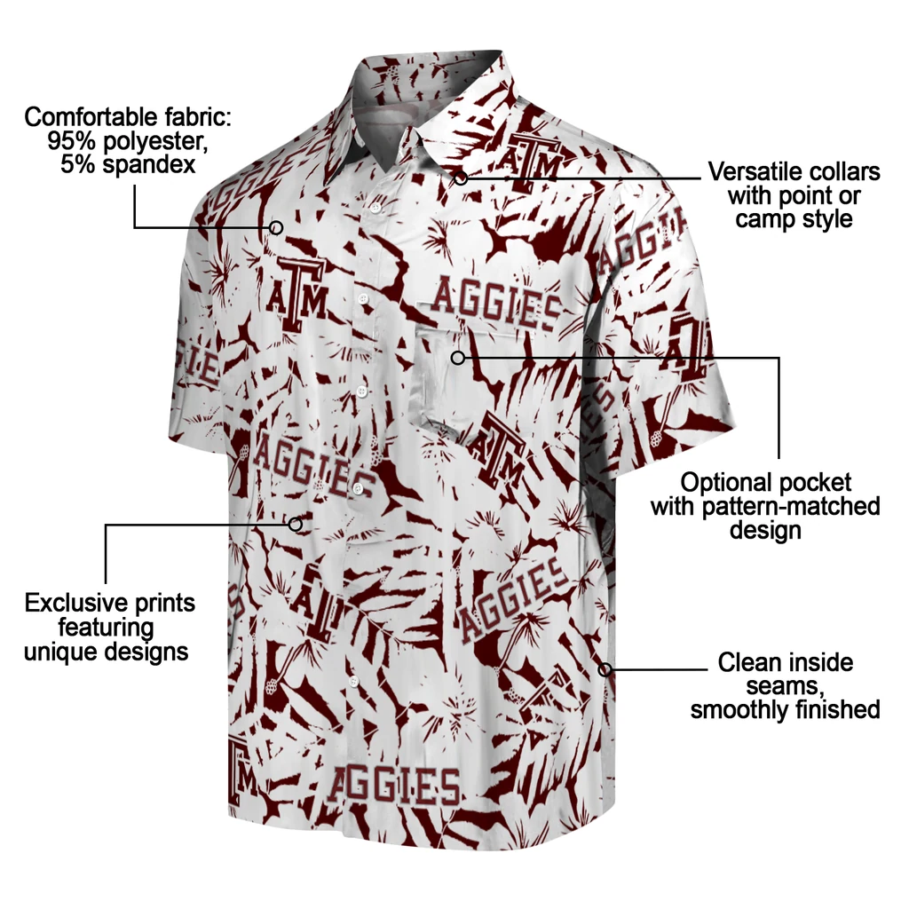 Texas A&M Aggies Hawaiian Shirt - Hibiscus Overlay texas am aggies hibiscus overlay hawaiian shirts new arrival