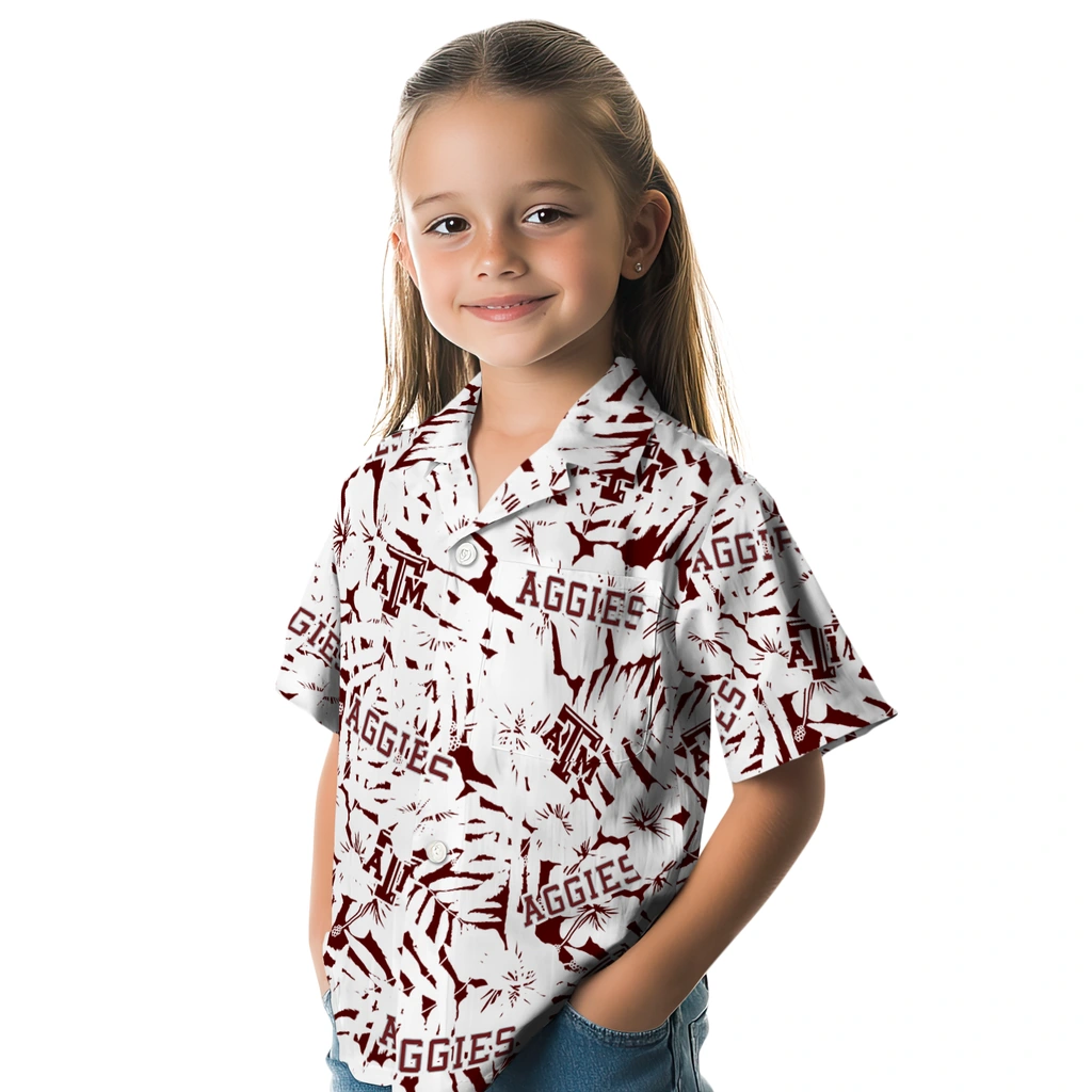Texas A&M Aggies Hawaiian Shirt - Hibiscus Overlay texas am aggies hibiscus overlay hawaiian shirts premium grade