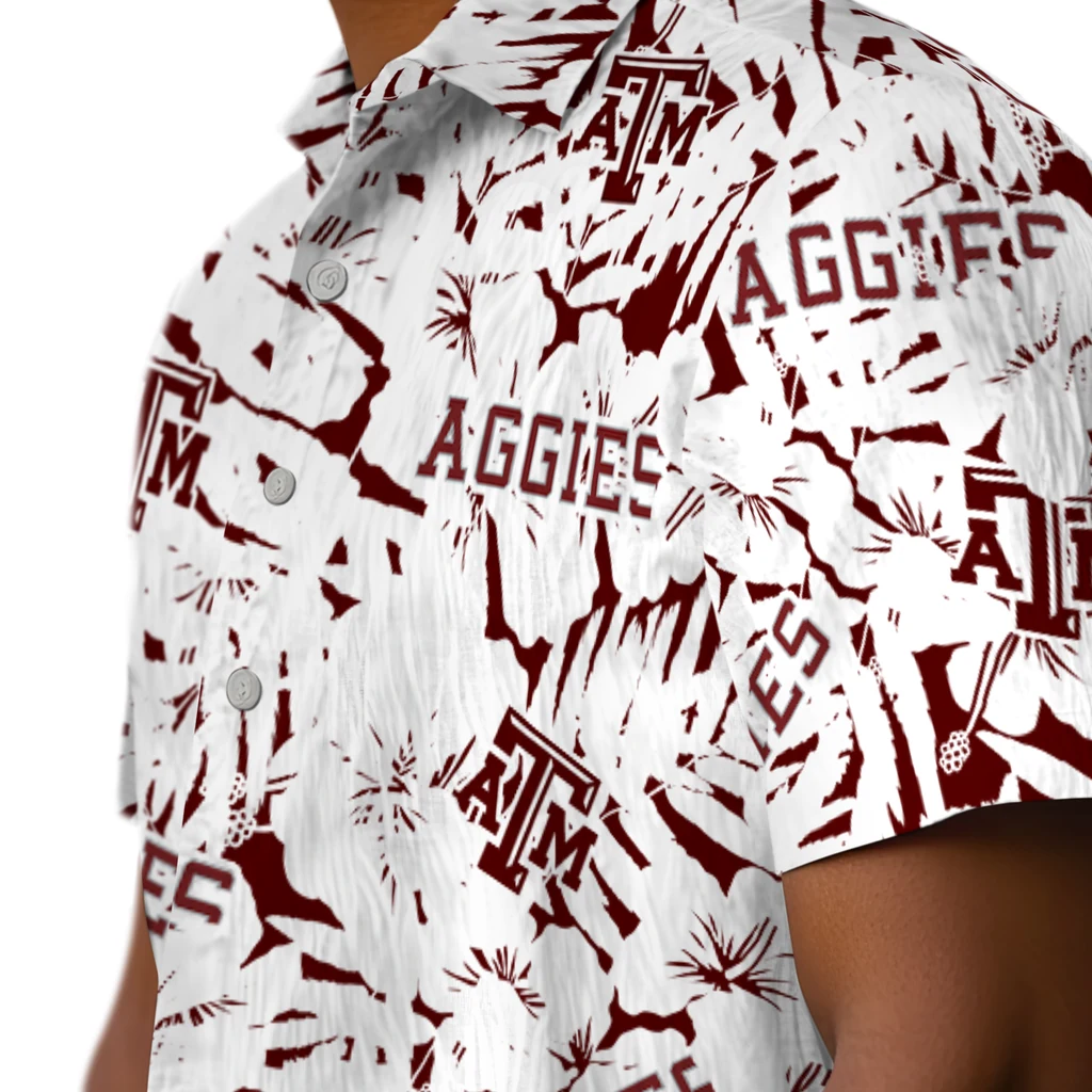 Texas A&M Aggies Hawaiian Shirt - Hibiscus Overlay texas am aggies hibiscus overlay hawaiian shirts trendy