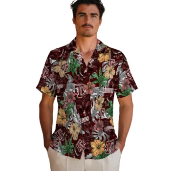 texas am aggies tiki jungle maroon hawaiian shirts fashion forward