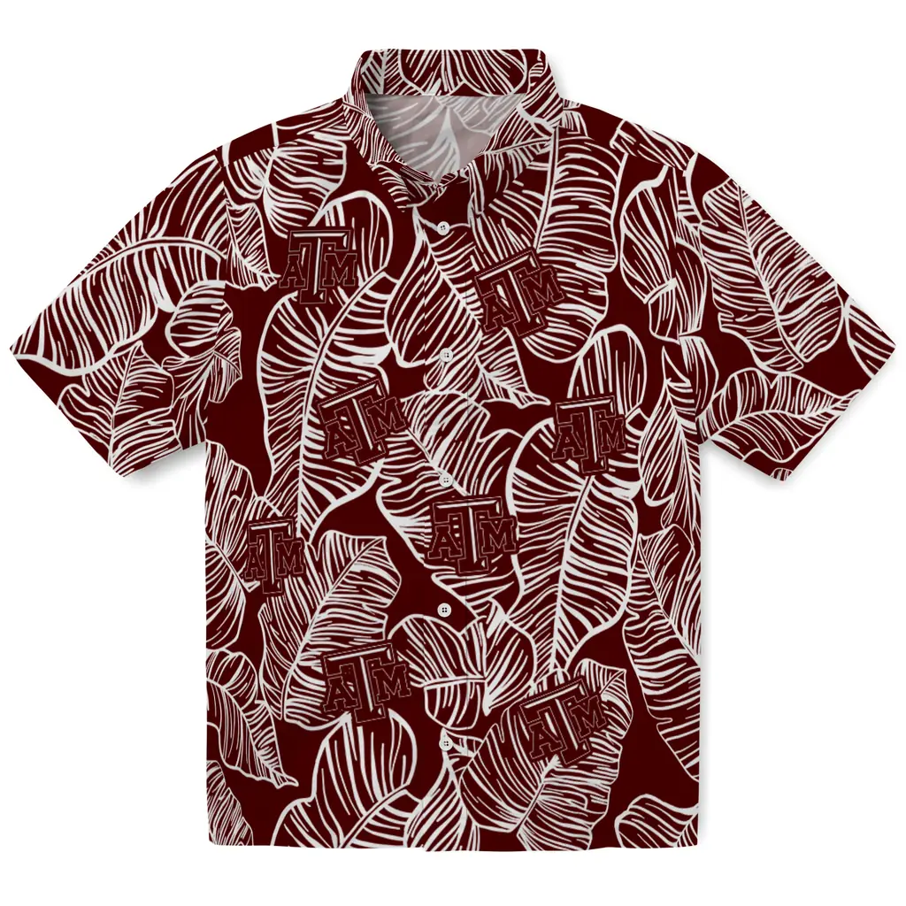 Texas A&M Aggies Hawaiian Shirt - Leaf Outline texas am aggies leaf outline maroon hawaiian shirts best selling