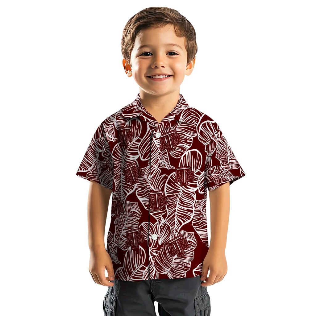 Texas A&M Aggies Hawaiian Shirt - Leaf Outline texas am aggies leaf outline maroon hawaiian shirts top rated