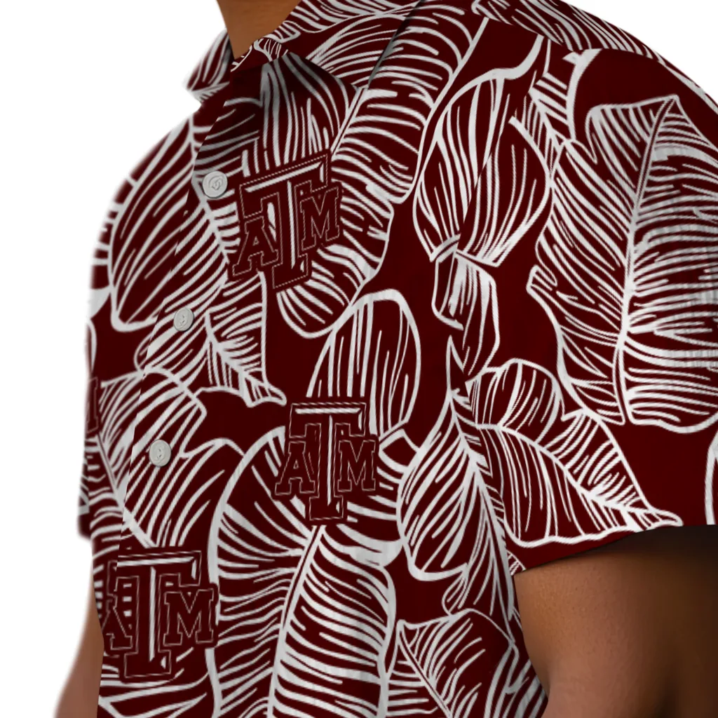 Texas A&M Aggies Hawaiian Shirt - Leaf Outline texas am aggies leaf outline maroon hawaiian shirts trendy