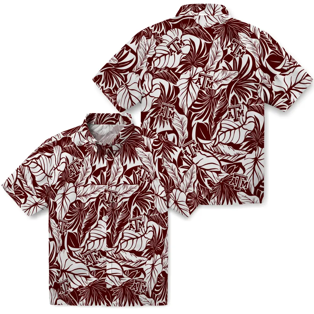 Texas A&M Aggies Hawaiian Shirt - Monstera Layer texas am aggies monstera layer maroon hawaiian shirts high quality