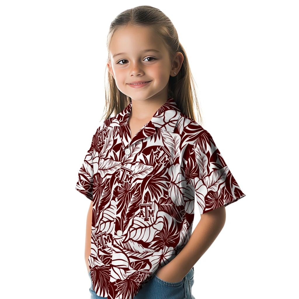 Texas A&M Aggies Hawaiian Shirt - Monstera Layer texas am aggies monstera layer maroon hawaiian shirts premium grade