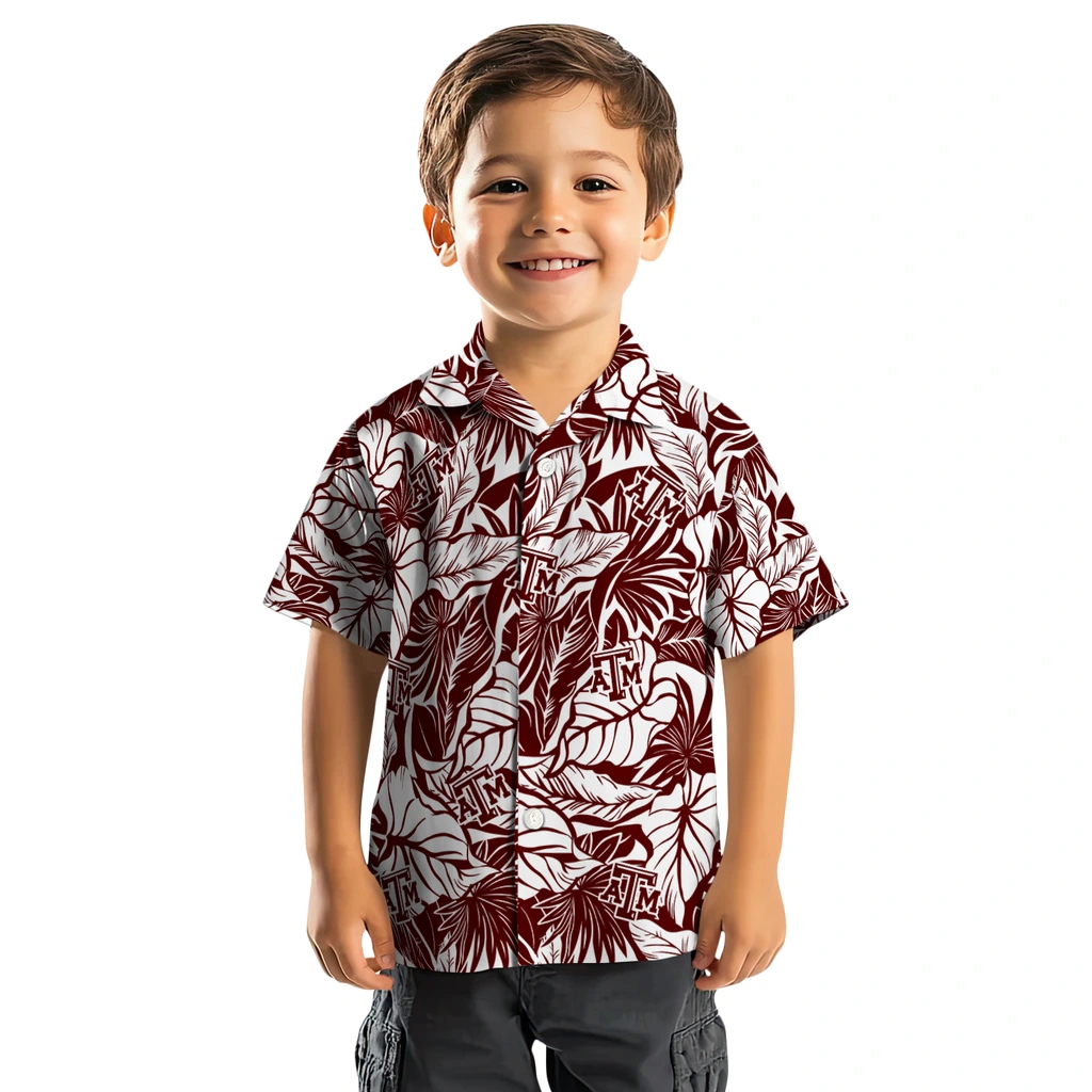 Texas A&M Aggies Hawaiian Shirt - Monstera Layer texas am aggies monstera layer maroon hawaiian shirts top rated