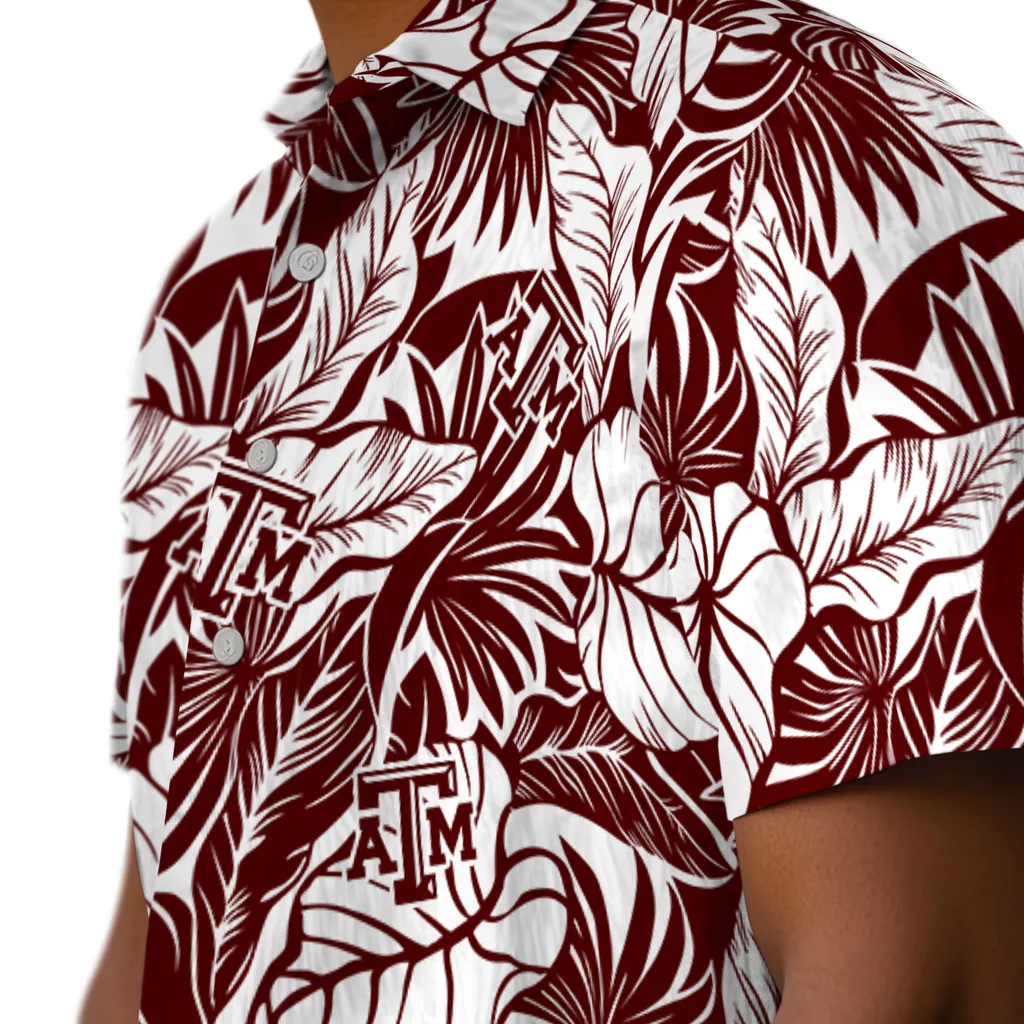 Texas A&M Aggies Hawaiian Shirt - Monstera Layer texas am aggies monstera layer maroon hawaiian shirts trendy