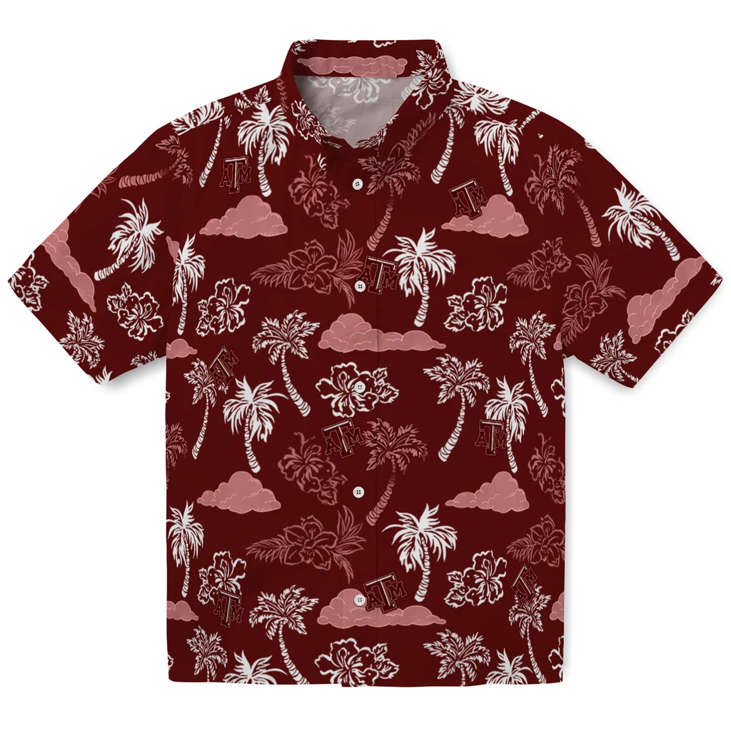 Texas A&M Aggies Hawaiian Shirt - Palm And Clouds texas am aggies palm and clouds maroon hawaiian shirts best selling