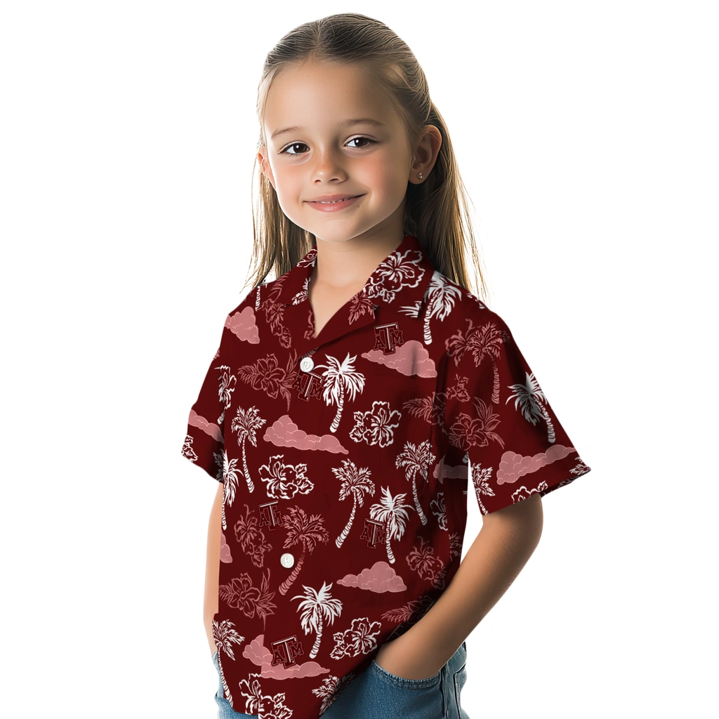 Texas A&M Aggies Hawaiian Shirt - Palm And Clouds texas am aggies palm and clouds maroon hawaiian shirts premium grade