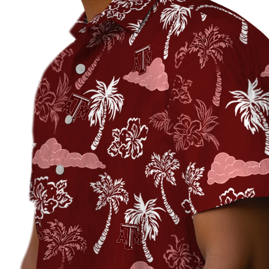 Texas A&M Aggies Hawaiian Shirt - Palm And Clouds texas am aggies palm and clouds maroon hawaiian shirts trendy