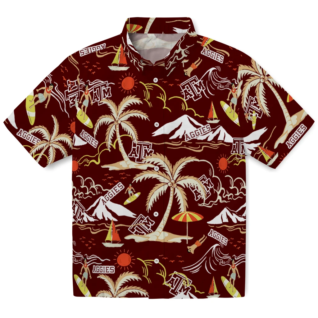 Texas A&M Aggies Hawaiian Shirt - Palm Tree Island texas am aggies palm tree island maroon hawaiian shirts best selling