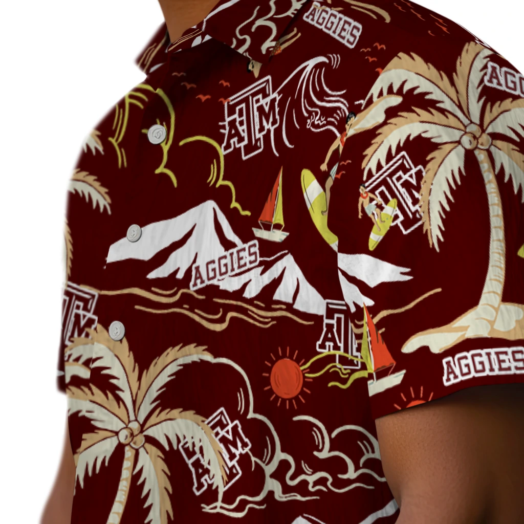 Texas A&M Aggies Hawaiian Shirt - Palm Tree Island texas am aggies palm tree island maroon hawaiian shirts trendy