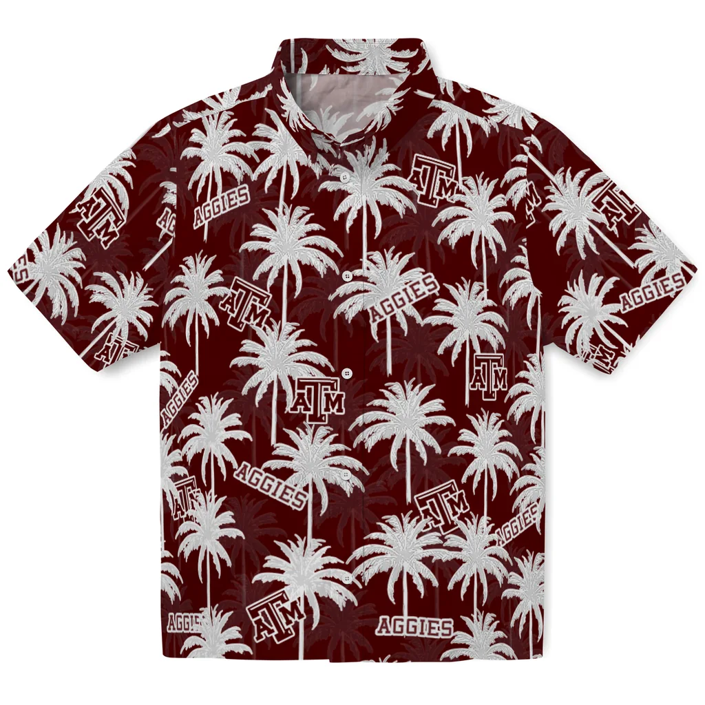 Texas A&M Aggies Hawaiian Shirt - Palm Tree Motif texas am aggies palm grove maroon hawaiian shirts best selling