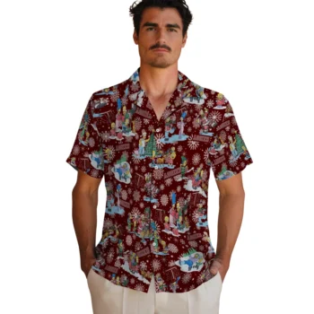 texas am aggies simpsons christmas maroon hawaiian shirts fashion forward