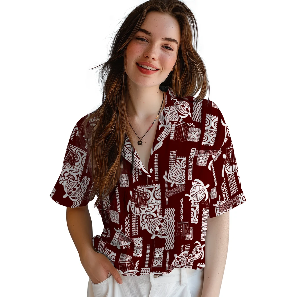 Texas A&M Aggies Hawaiian Shirt - Turtle Lines texas am aggies turtle lines maroon hawaiian shirts latest model