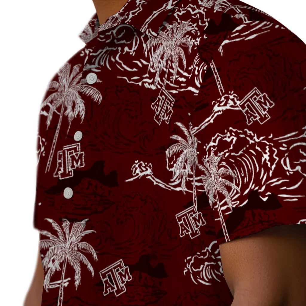 Texas A&M Aggies Hawaiian Shirt - Wave Palm texas am aggies wave palm maroon hawaiian shirts trendy