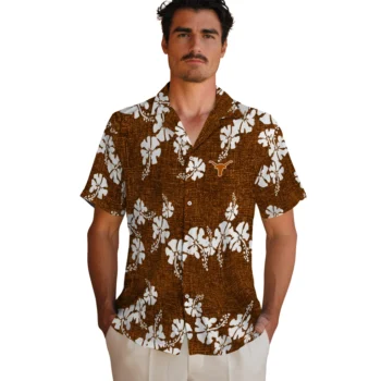 texas longhorns hibiscus petals orange hawaiian shirts fashion forward