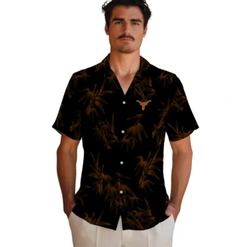 texas longhorns bamboo branches orange black hawaiian shirts fashion forward
