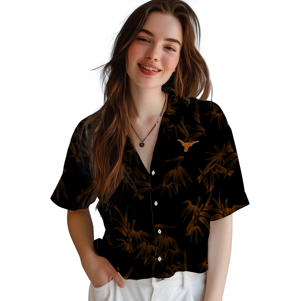 Texas Longhorns Hawaiian Shirt - Bamboo Branches texas longhorns bamboo branches orange black hawaiian shirts latest model