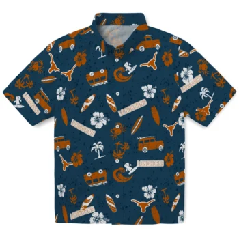 texas longhorns beach vibe navy hawaiian shirts best selling