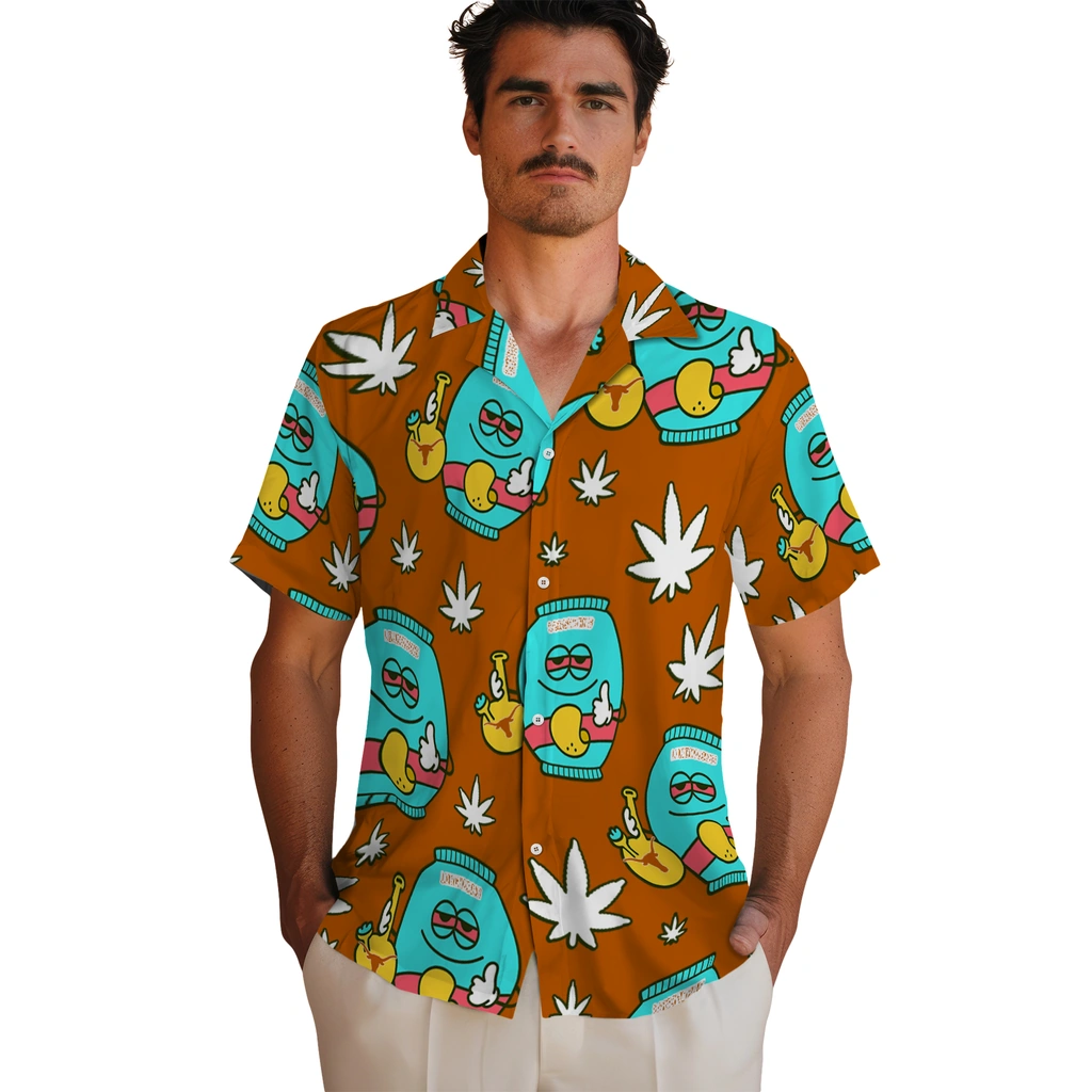 Texas Longhorns Hawaiian Shirt - Chill Vibe texas longhorns bong smile orange hawaiian shirts fashion forward