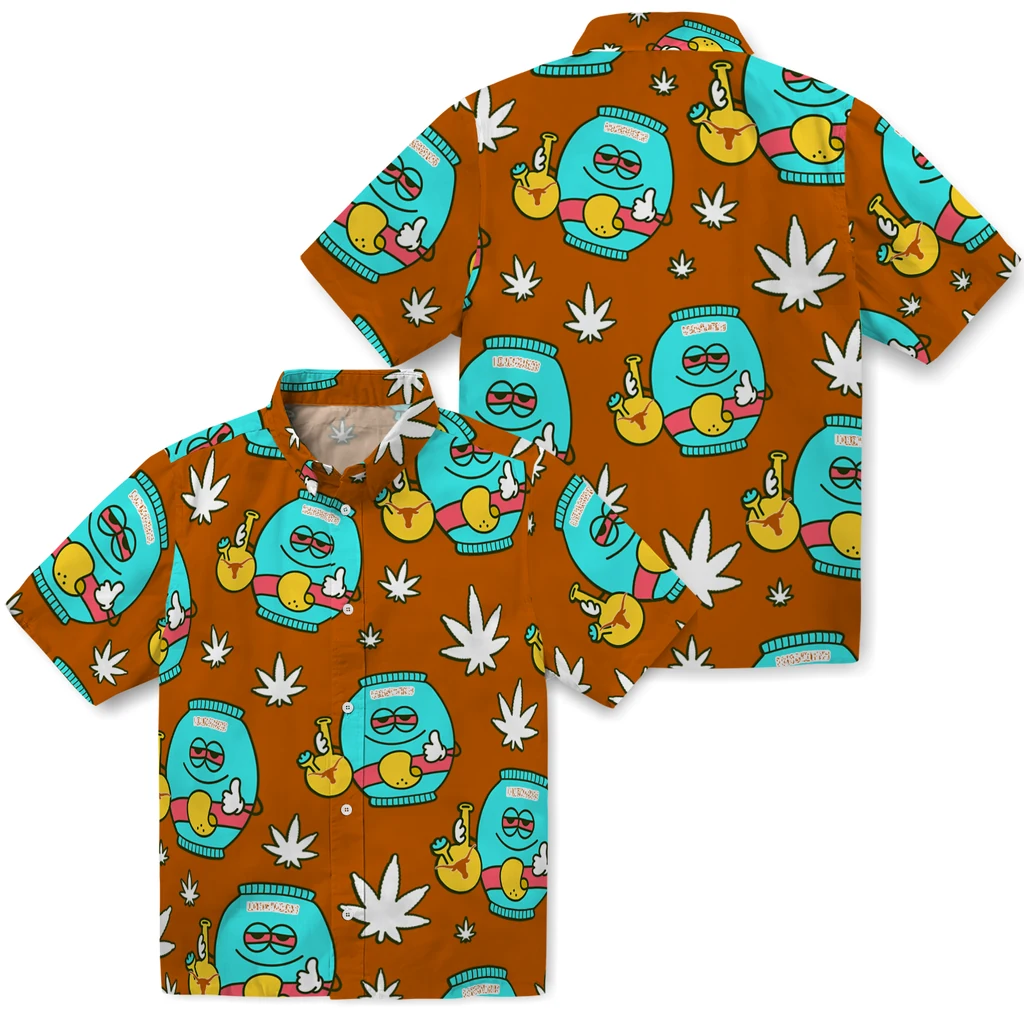Texas Longhorns Hawaiian Shirt - Chill Vibe texas longhorns bong smile orange hawaiian shirts high quality