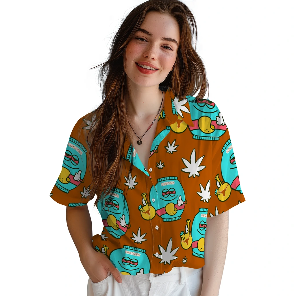Texas Longhorns Hawaiian Shirt - Chill Vibe texas longhorns bong smile orange hawaiian shirts latest model