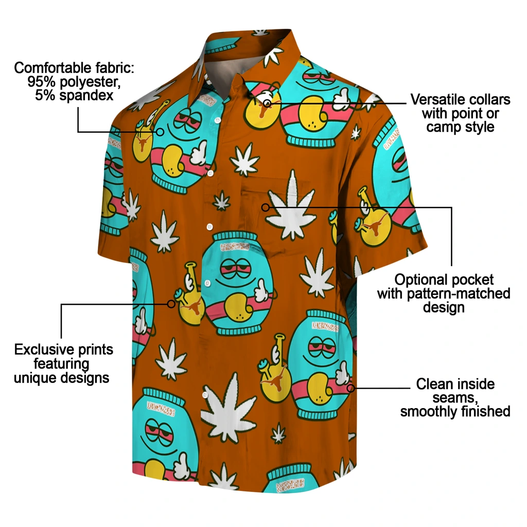 Texas Longhorns Hawaiian Shirt - Chill Vibe texas longhorns bong smile orange hawaiian shirts new arrival