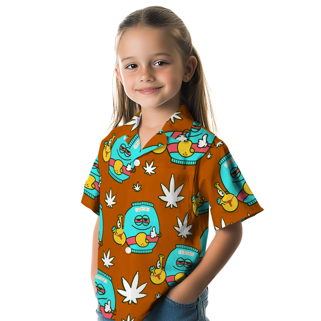 Texas Longhorns Hawaiian Shirt - Chill Vibe texas longhorns bong smile orange hawaiian shirts premium grade