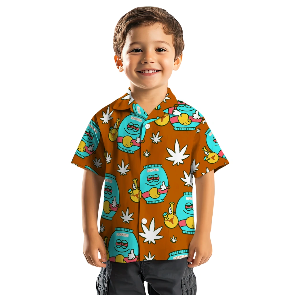 Texas Longhorns Hawaiian Shirt - Chill Vibe texas longhorns bong smile orange hawaiian shirts top rated