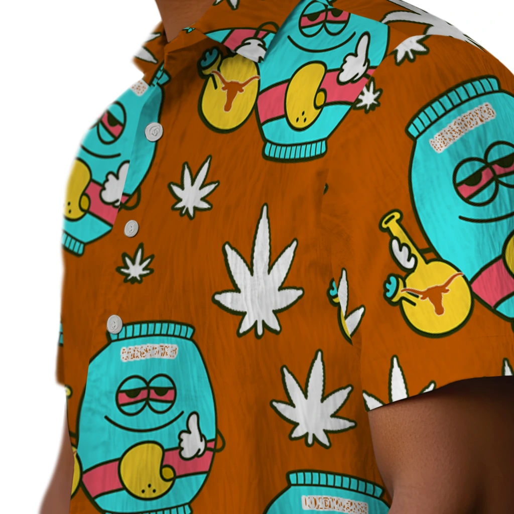 Texas Longhorns Hawaiian Shirt - Chill Vibe texas longhorns bong smile orange hawaiian shirts trendy