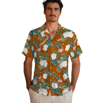 texas longhorns flamingo palms orange hawaiian shirts fashion forward