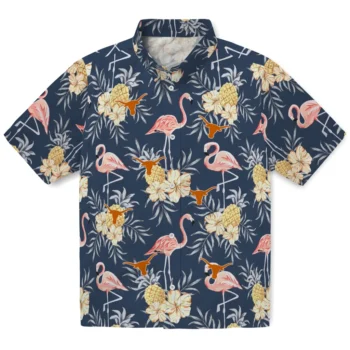 texas longhorns flamingo hibiscus navy hawaiian shirts best selling