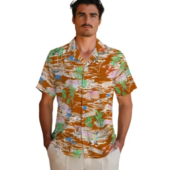 texas longhorns flamingo retreat orange hawaiian shirts fashion forward