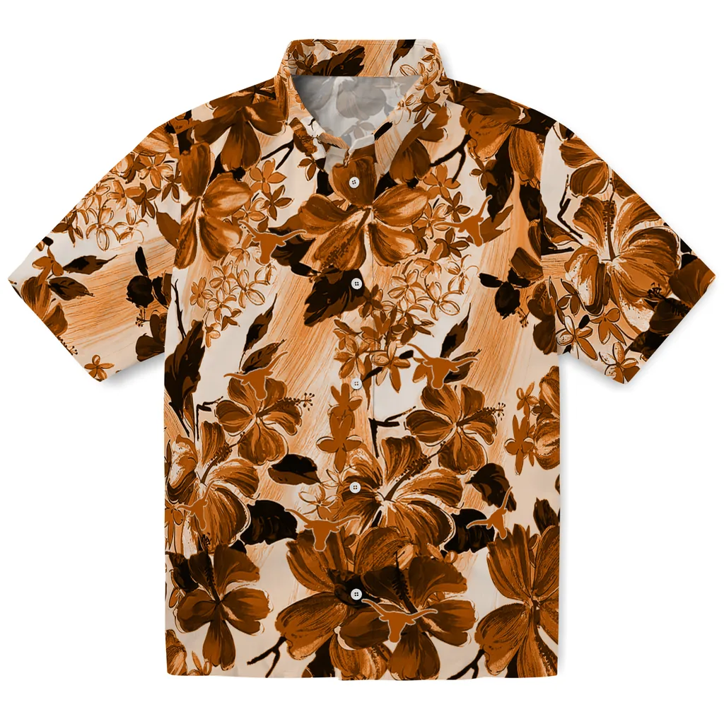 Texas Longhorns Hawaiian Shirt - Hibiscus Arrangement texas longhorns hibiscus arrangement orange hawaiian shirts best selling