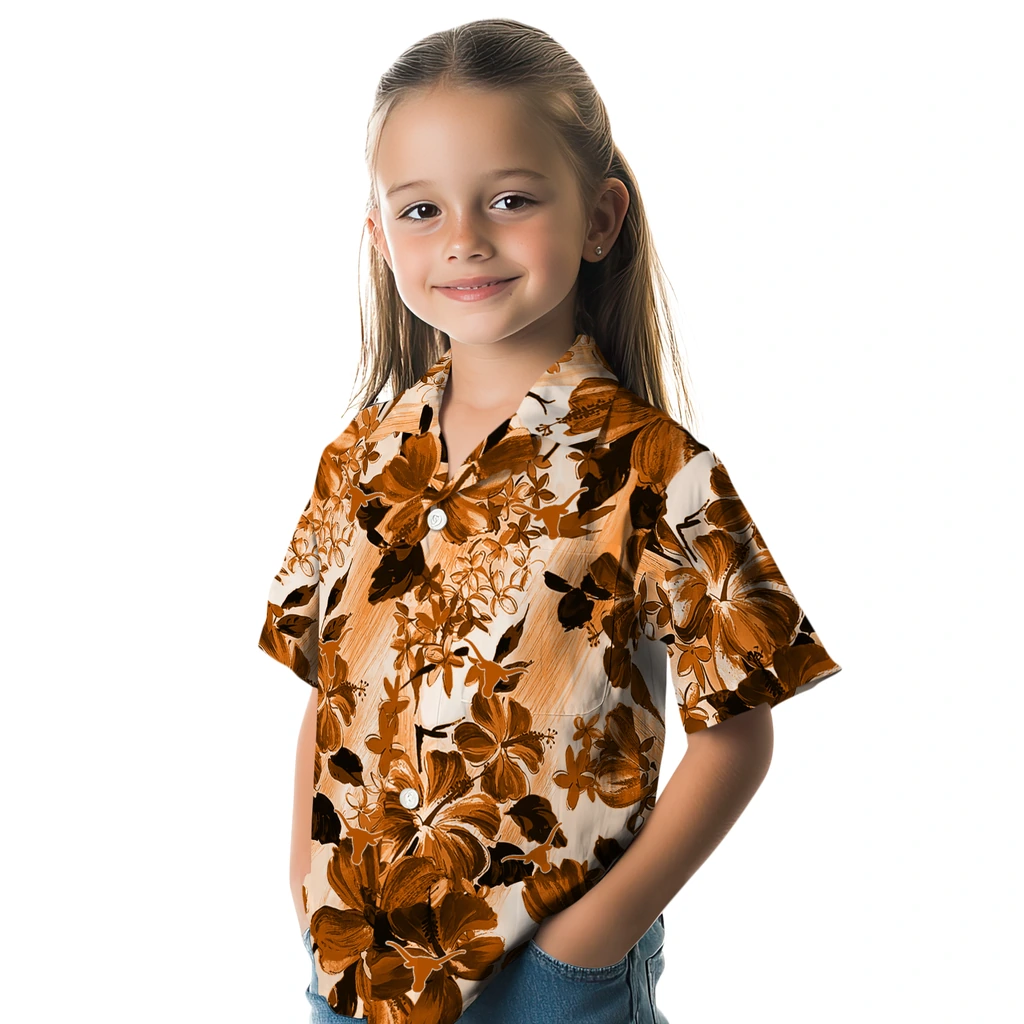 Texas Longhorns Hawaiian Shirt - Hibiscus Arrangement texas longhorns hibiscus arrangement orange hawaiian shirts premium grade