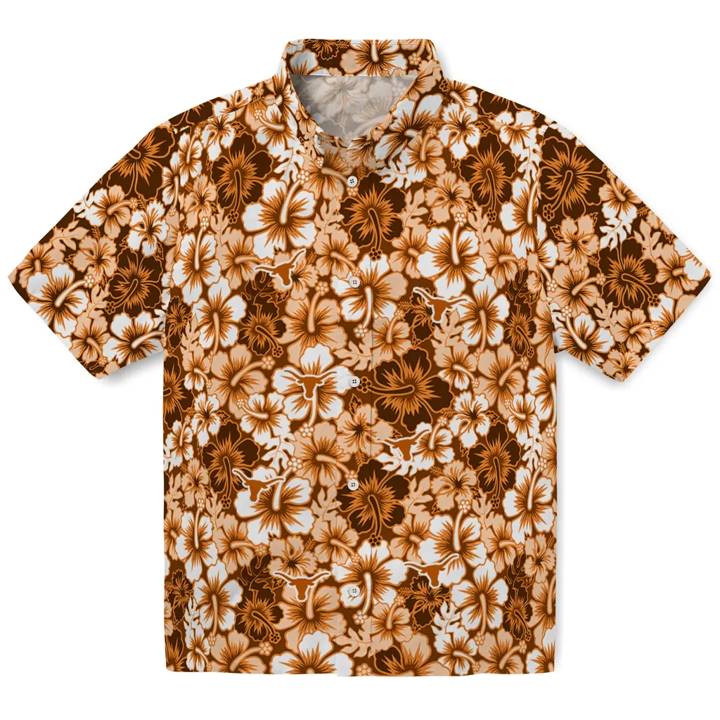 Texas Longhorns Hawaiian Shirt - Hibiscus Blooms texas longhorns hibiscus blooms orange hawaiian shirts best selling