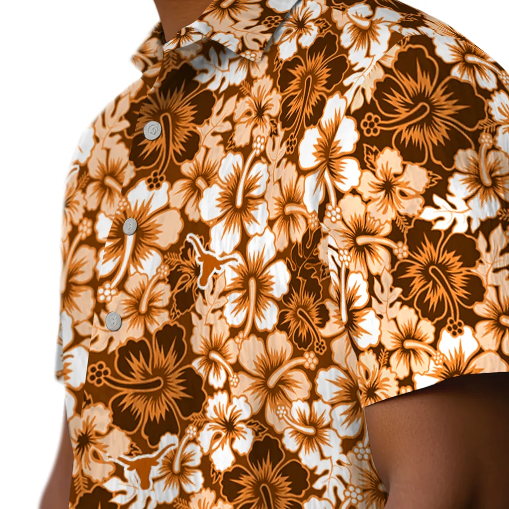 Texas Longhorns Hawaiian Shirt - Hibiscus Blooms texas longhorns hibiscus blooms orange hawaiian shirts trendy