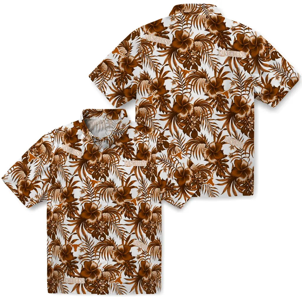 Texas Longhorns Hawaiian Shirt - Hibiscus Exotic texas longhorns hibiscus exotic orange hawaiian shirts high quality