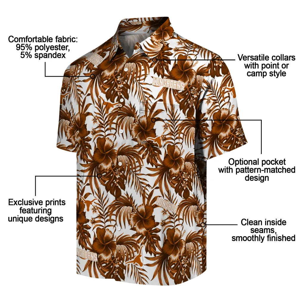 Texas Longhorns Hawaiian Shirt - Hibiscus Exotic texas longhorns hibiscus exotic orange hawaiian shirts new arrival